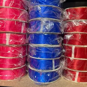 50 yards - 1.5" Gold-edge  Double-faced Satin Ribbon