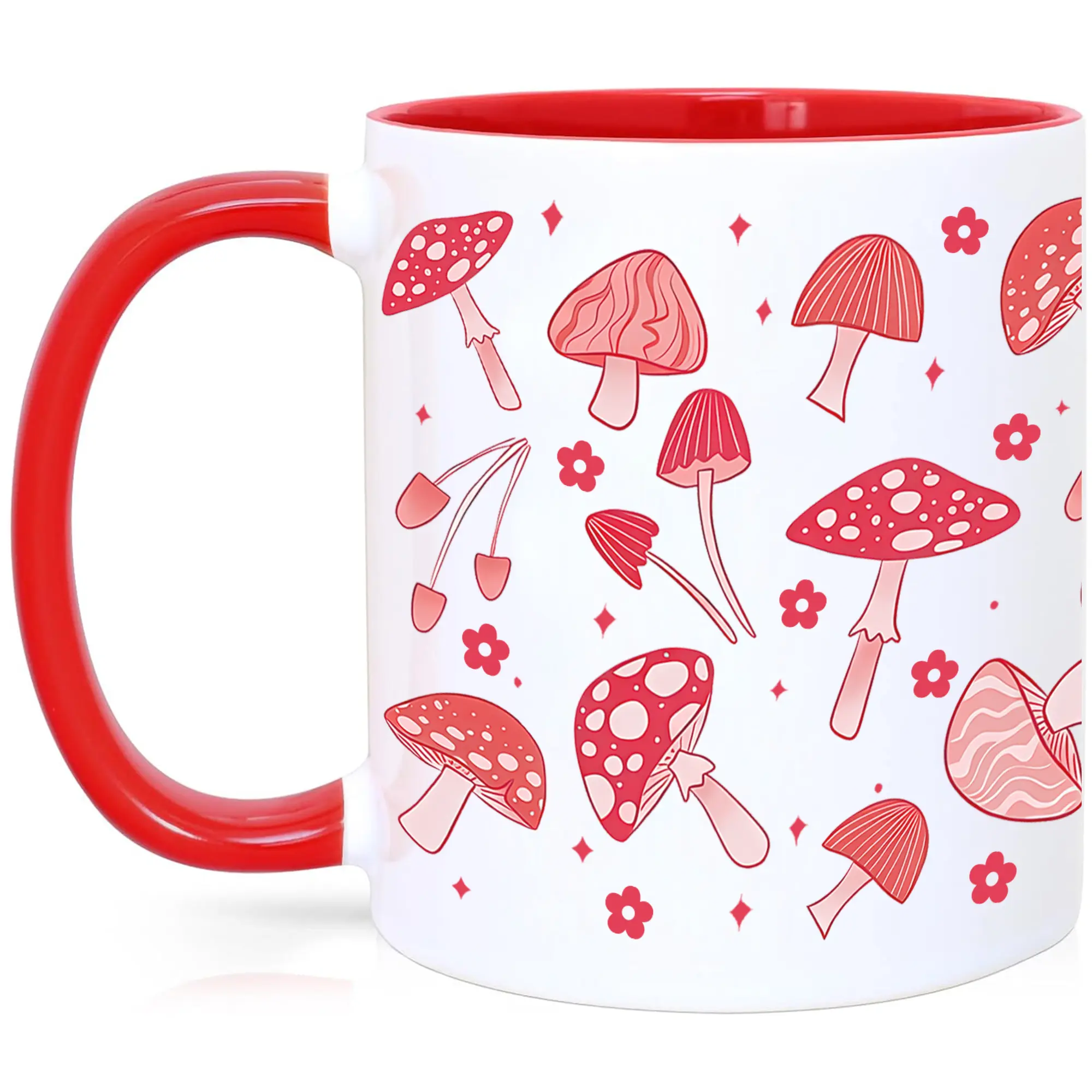 Retro Floral Mushroom Coffee Mug, Boho Mushrooms Accent Mug, Cute Mushrooms Mug, Vintage Fall Season Mug, Magic Mushroom Aesthetic Mug, Cute Halloween Mug for Girls, Coffee Lover Gift Mug, Autumn Mug, Spooky Season Mug, Ceramic Coffee Mug, 11Oz 15Oz Mug