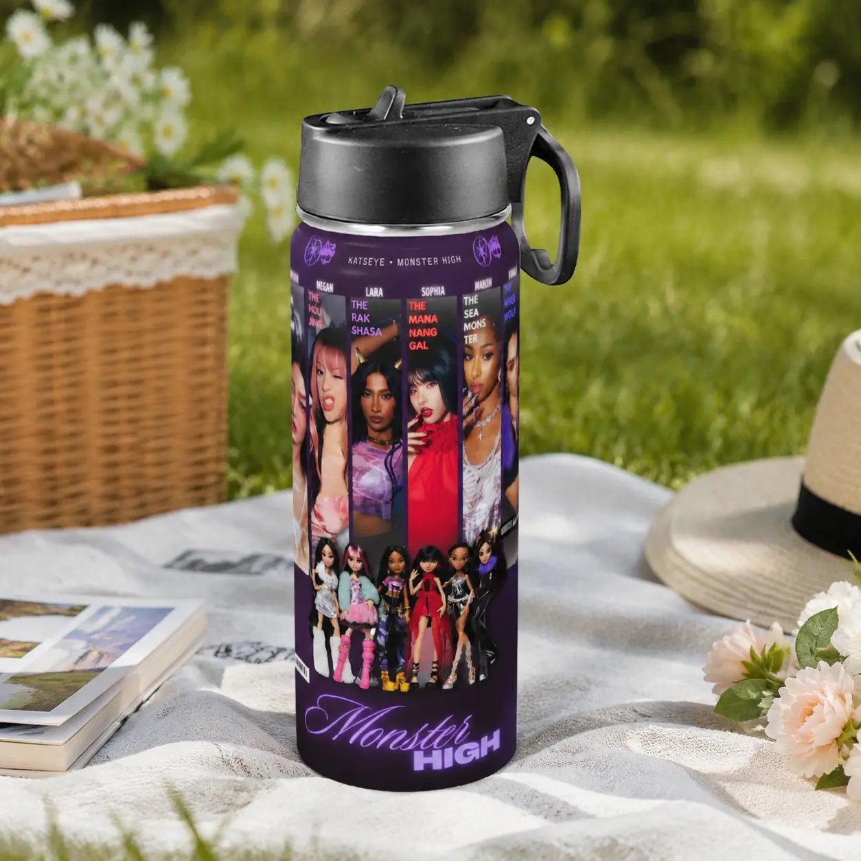 KATSEYE Themed Tumbler 304 Stainless Steel Insulated Car Cup Leakproof Travel Mug With Straw Handle For Office School Outdoor Gift Portable  Water Bottles
