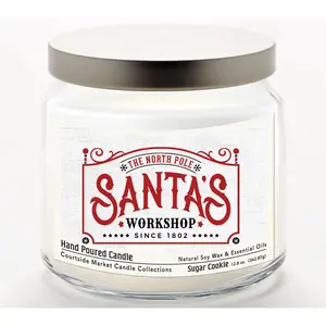 Courtside Market Santa's Workshop Candle Glassar 12.8 oz