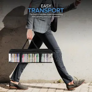 Portable CD Storage Bag, Transparent PVC Media Case with Zipper, Strong Handle, Ideal for Home, School, Travel, Diary, DVD Storage (2 Pack)