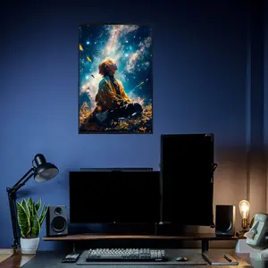 Demon Slayer Zenitsu Agatsuma Poster with Stargazing Thunder Aura, High Quality Cardboard Sharp Pattern Poster Featuring Golden Lightning Petals and Night Sky Vibes, Perfect Wall Art Gift for Anime Enthusiasts and Demon Slayer Fans