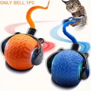 Pet automatic obstacle avoidance toy ball, Automatic Rolling Ball, interactive smart cat toy with collision detection - USB charging, can realistically simulate the tail movements of all cat breeds