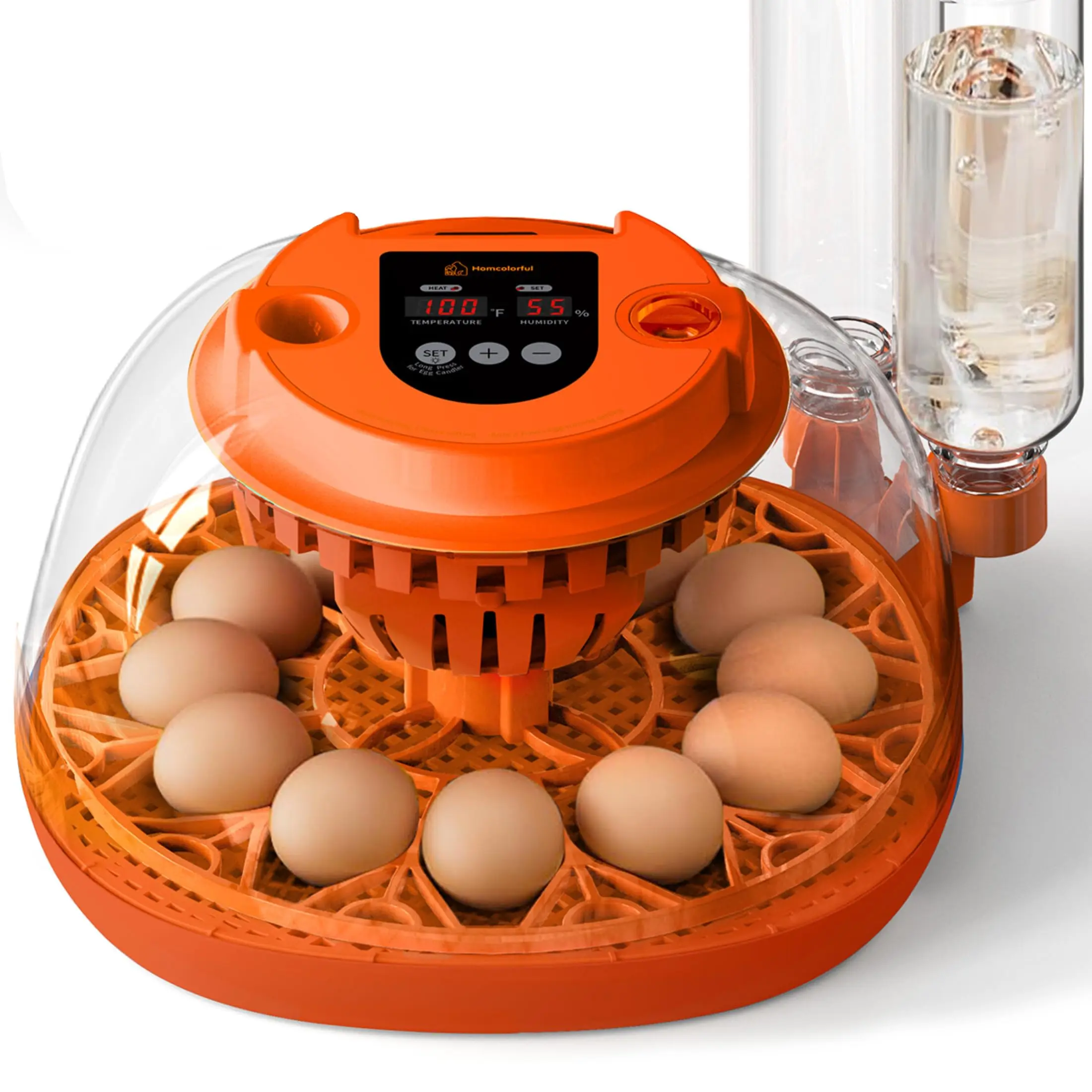 12 Egg Incubator with Automatic Turning, Humidity Control, Egg Candler & 10 oz Water Tanks - Transparent Easy-Clean STEM/STEAM Kit for Home Chick Cape-Compatible Hatchings of Chicken, Duck, Quail, Pigeon