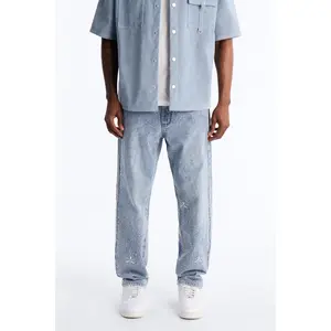 Rhinestone Interstellar Straight Jean - Light Wash