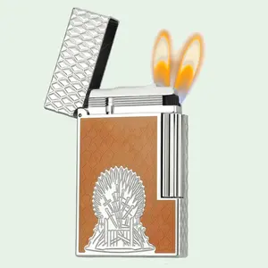 [Double Flame] Game of Thrones Silver high-gloss DUPONT Lighter (NO FUEL)  Profect gifts