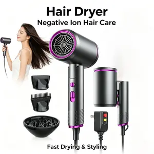 High-Speed Hair Dryer with Negative Ions for Hair Care, Constant Temperature, Quick Drying, Home Use, Powerful 1600W, Salon-Grade Strong Blow Dryer