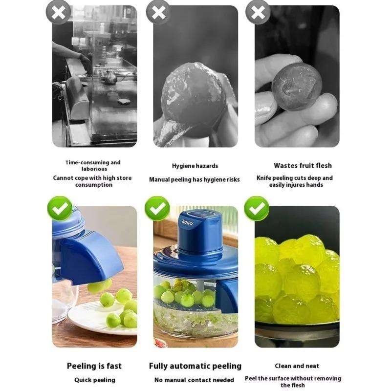Automatic Electric Machine for Peeling Grapes, Skin Dissolving Hands-Free for Berries and Fruits, Fruit Preparation Tool, Easy P