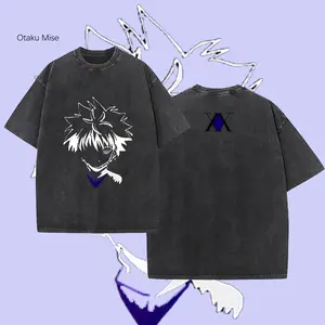 Killua Hunter x Hunter Tee Anime Inspired Washed T-shirt Manga Vintage Unisex Streetwear Fashion for Fans
