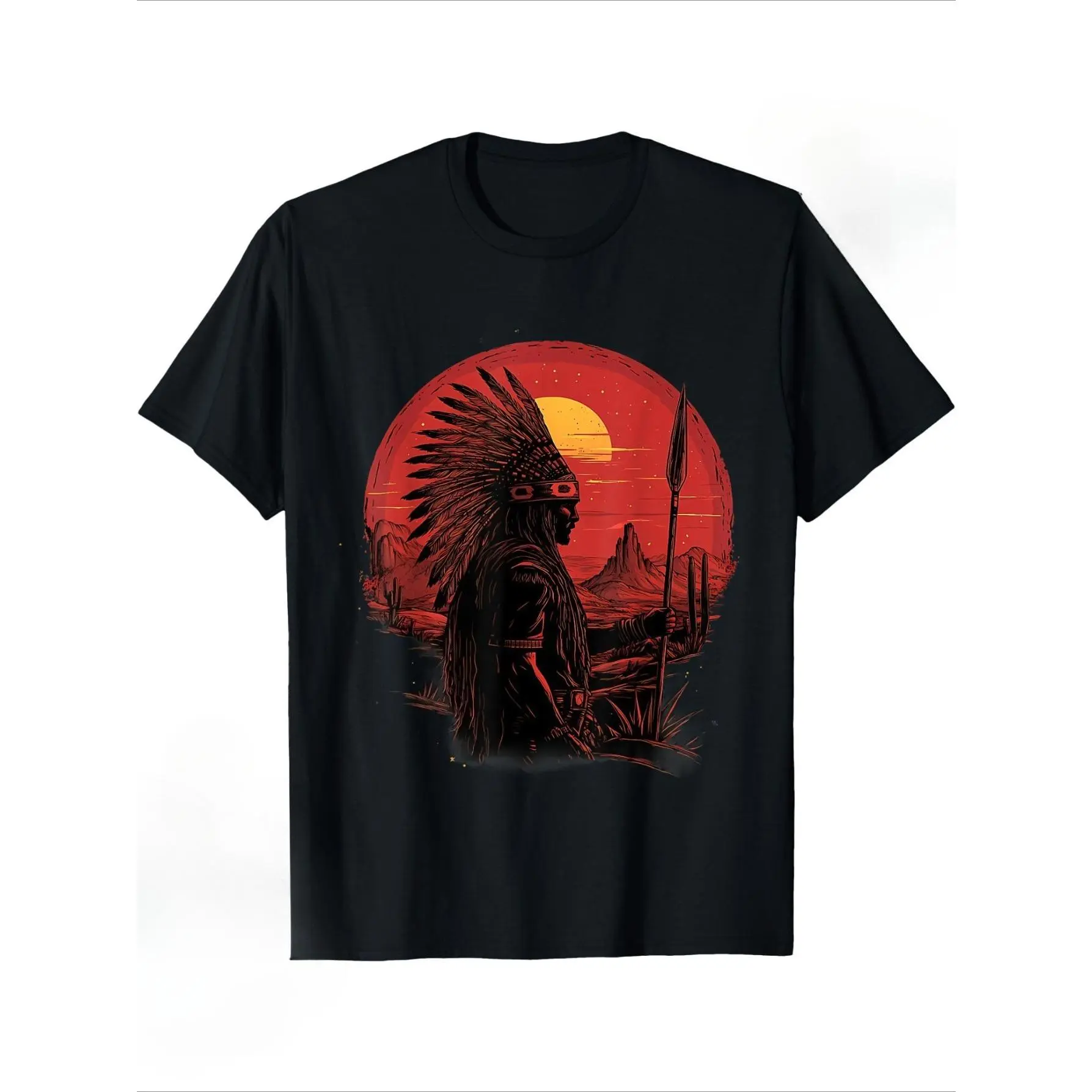 Native American Indian Chief  Pride T-Shirt - Unis unisex soft cotton short sleeve t shirt, vintage graphic casual tee for men women teens, perfect birthday holiday gift for camping travel gym daily street casual wear