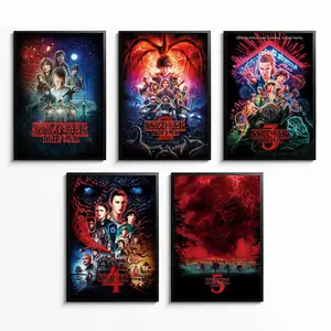 Stranger Things All Seasons Canvas Poster Bundle, Stranger Things Season Fan Wall Art for Home Bedroom Living Room Dorm Decoration