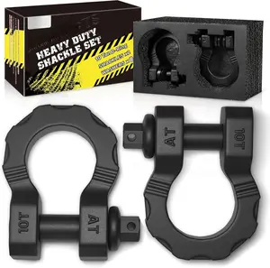 D Ring Shackles 80,000 Lbs Break Strength Heavy Duty 3/4 Clevis Shackle with 7/8 Pin for Tow Strap, Winch, Off-Road  Towing Shackles (2 Pack) Black