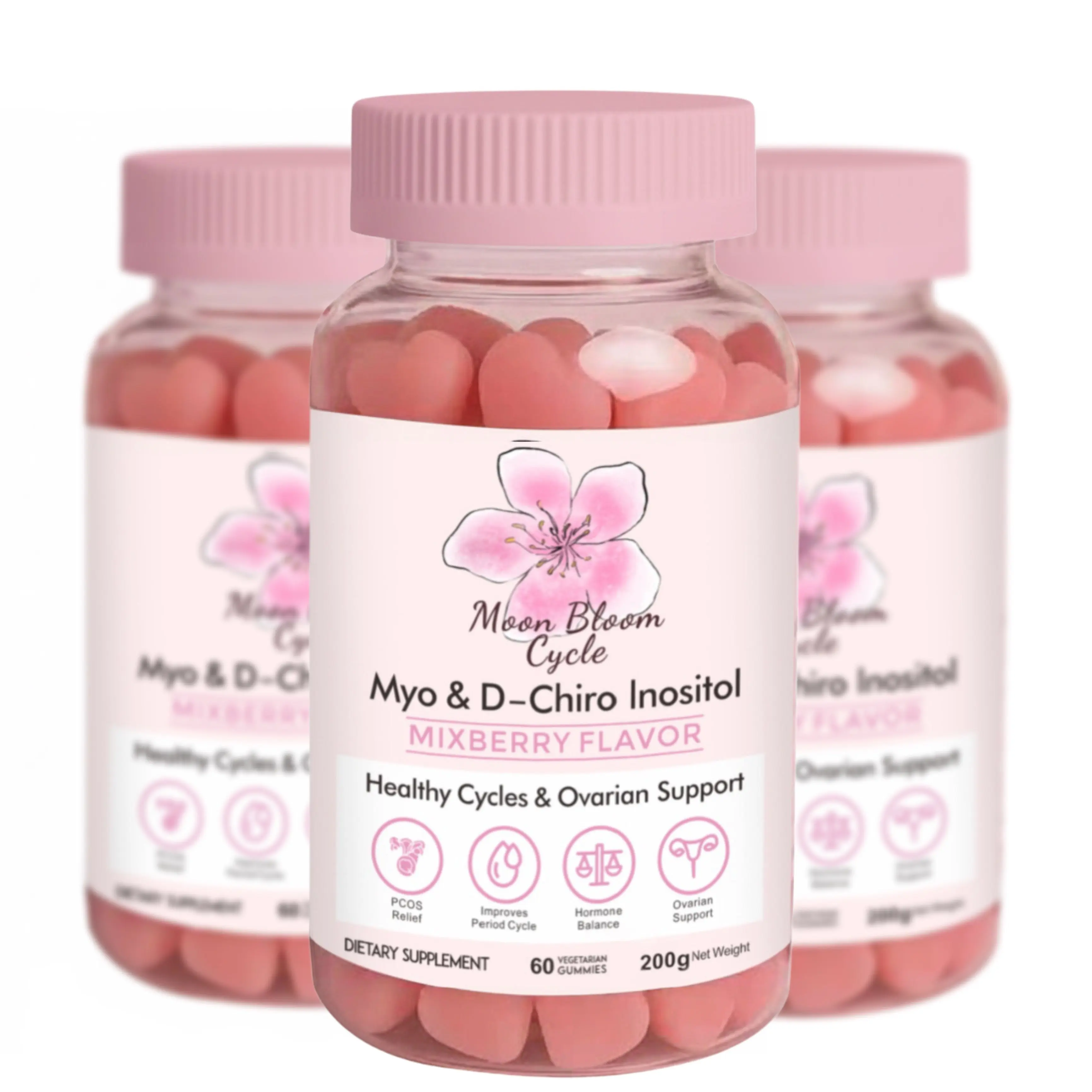 Moon Bloom Cycle Gummies (3-Month Supply) | Myo-Inositol, D-Chiro Inositol, CoQ10, Vitamin D3, Vitamin B6, Vitamin B12, Folate & Magnesium Glycinate