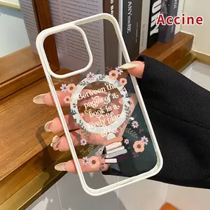 Magnetic Soft Case for iPhone 17 Pro Max 16 Plus 15 14 13 12 11 Air E Bookish Floral Haven Pattern Anti-Yellowing Shockproof ultra-thin Silicone Crystal Transparent Acrylic Cover Supports Wireless Charging