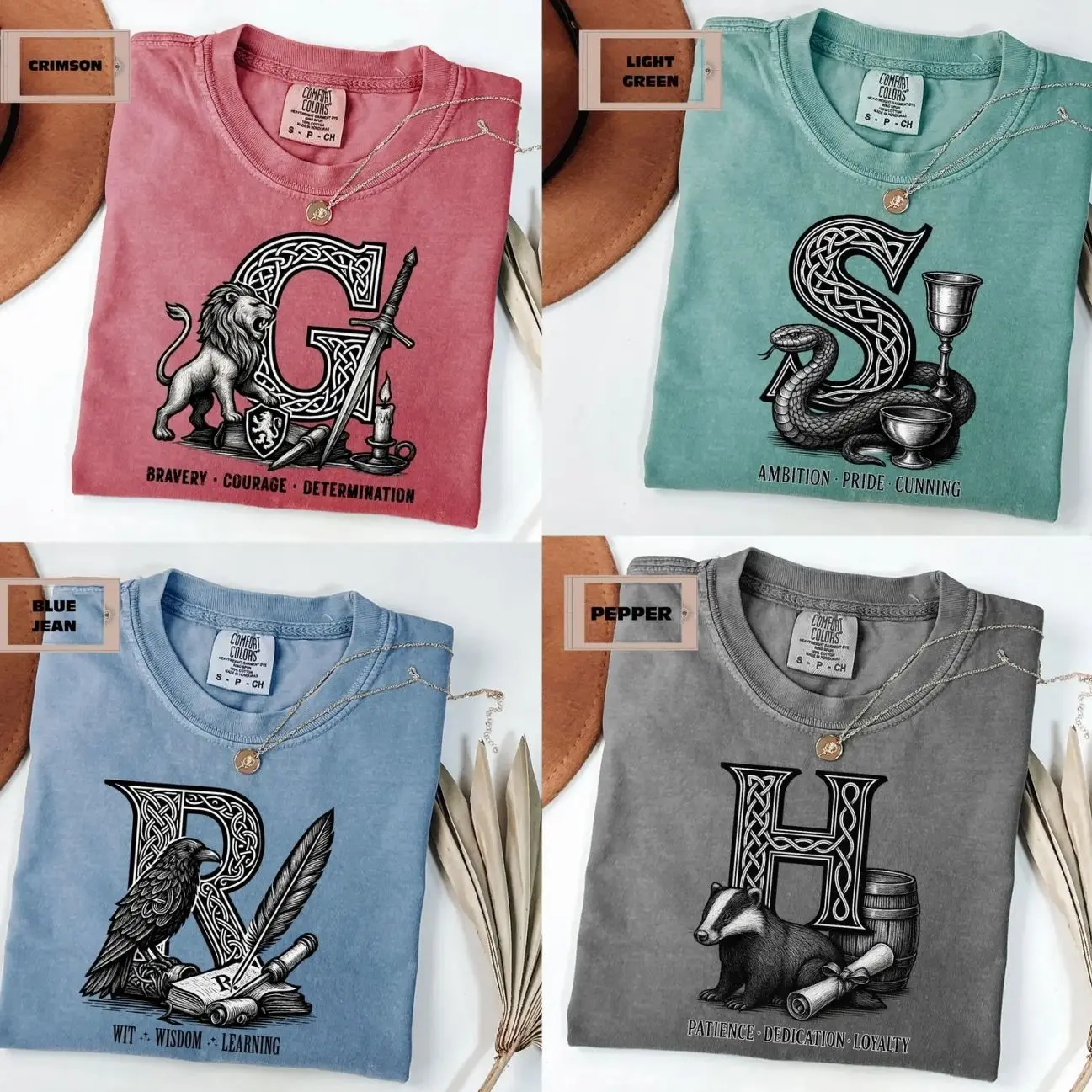 Comfort Colors Wizard House Shirt, Magic School Matching Tees, Vintage Fantasy Family Apparel Gift For Men Women I20MX