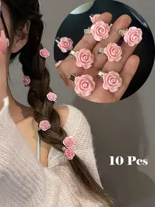 Cute Flower Design Hair Clips, Fashionable Hair Accessories for Women & Girls, Minimalist Headwear Suitable for Thick Hair, Barrettes, Hair Pin Set