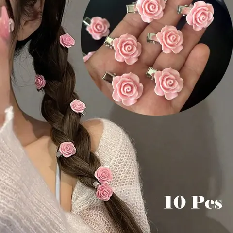 Cute Flower Design Hair Clips, Super Cute Clips, Fashionable Floral Hair Accessories for Women & Girls, Minimalist Headwear Suitable for Thick Hair, Barrettes, Hair Pin Set