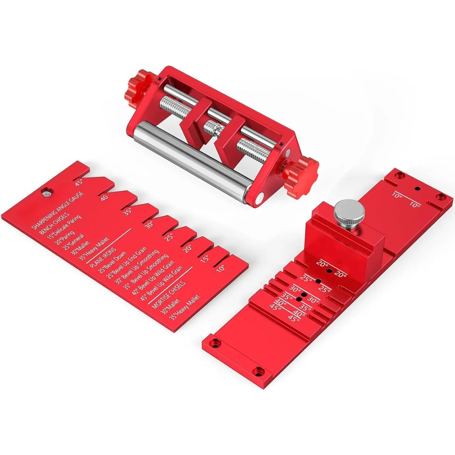 Chisel Sharpening Jig, Wood Honing Guide for Chisels and Planes Width 0.1" to 2.8" with Sharpening Angle Fixture, Angle Gauge from 10 °   to 45 ° (Excluding Sharpening)
