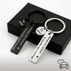 HOLDNEAR Te Amo Spanish Drive Safe Keychain, Maneja con Cuidado Te Necesito Aqui Conmigo Keyring, Romantic Gift for Him