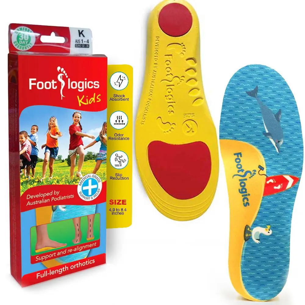 Orthotic Shoe Insoles with Arch Support for Children’s Heel Pain, Sever’s Disease, Growing Pains and Flat Feet
