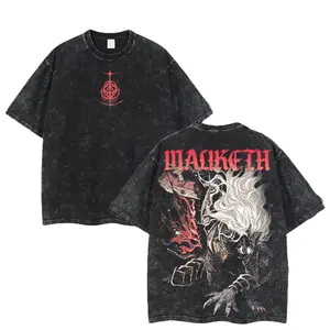 Retro Limited Vintage Maliketh, The Black Blade Elden Ring Collection Game Oversized Washed Tee Game Acid Washed Lightweight TSHIRT