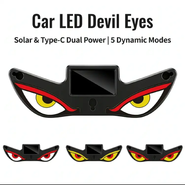 Car Rear Window Dynamic LED Display - Vampire Devil Eye & Emoji Pattern Panel, Auto Decorative Light with 5 Dynamic Modes, Smart Auto On/Off, Window Mount, Fits Any Car, Easy Installation Plug-and-Play for Night Driving, Road Show