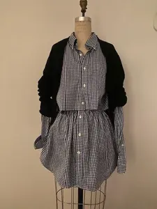 Newnorm Blue/ white check Upcycled Skirts Set