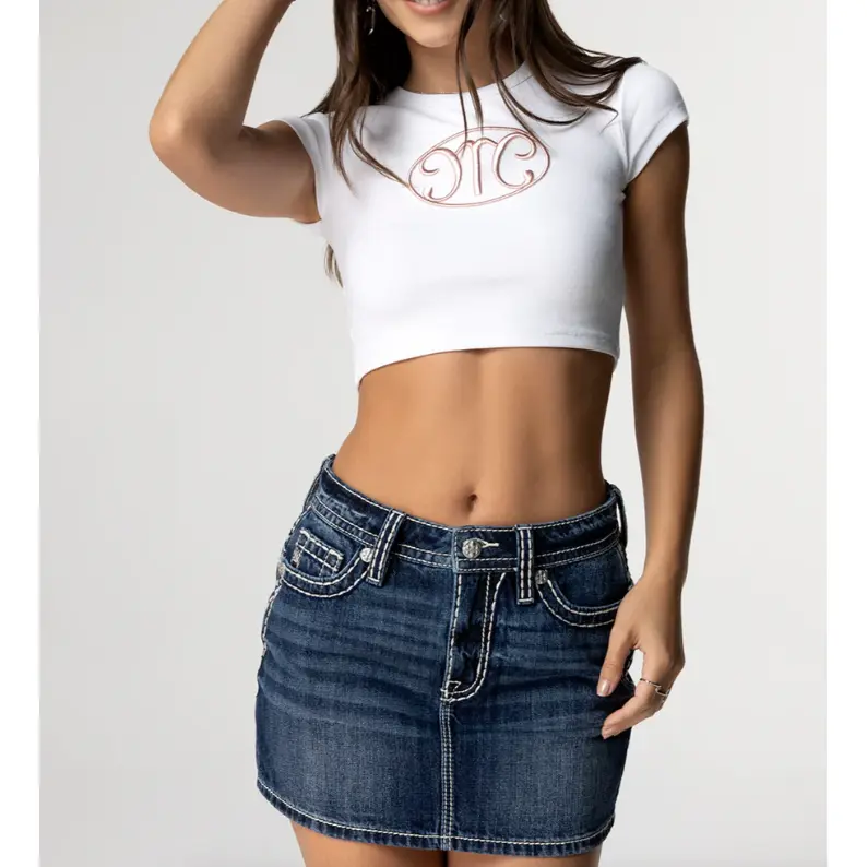 Miss Me Women's Heavenly Jane Mid-Rise Slim Fit Jean Mini Skirt M5012I68