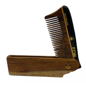 GBS Wooden Folding Beard Comb Men's Pocket Comb Mini Wood Beard Mustache Hair Comb Grooming Styling Antistatic care