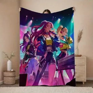 1pc 1pcs Kpop Themed Blanket - Soft Cozy Korean Culture Bedspread Suitable For Sofa, Bed, Travel & Outdoor Use - Ideal Gift For Kpop Fans, Iconic & Group Graphics, Warm Bedspread For S & - Christmas Gifts  blankets flannel blanket