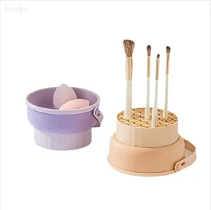3‑in‑1 Makeup Brush Cleaning Bowl, Multi‑Function Wash Dry Storage Organizer, Foldable Cosmetic Sponge Cleaner for Daily & Travel Use