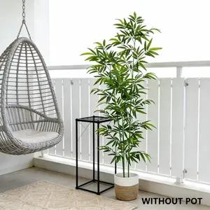 1 Count Artificial Large Leaf Bamboo Plant 150-240cm Tall, Realistic Leaves for Indoor Outdoor House Plants Decor, Perfect for Weddings Parties Christmas Thanksgiving，Without pot, Artificial Plants