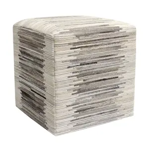 Galaxy Cowhide Striped Cube Ottoman