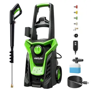 Heavy Duty Electric Pressure Washer for Car & Home Cleaning, GFCI Safety Plug, No-Bend 360° Nozzle, 5 Spray Modes, 23FT Hose Reel, Soap Bottle