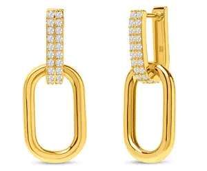 MS - Luna Gold Drop Earrings With Crystals