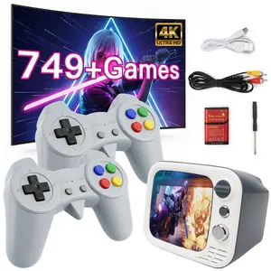 H7 Retro Game Console, AV HDMI Dual Interface Output, Mini TV Style, 749 Classic Game Collection, 3.5 Inch IPS Screen, Dual Wireless Controllers, for Birthday Holiday Gift
