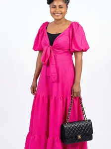 SOLA Elegant Pink Silk Maxi Dress