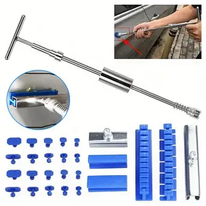 2 In1 Car Dent Repair Tool Adjustable Dent Puller Long Style T-Shaped Dent Repair Tool Paint-Free Removal Auto Small Dent With 28pcs Spacer Repair Car Body Small Dents, Hail Pits ，Car Dent Repair Kit（ No Glue）