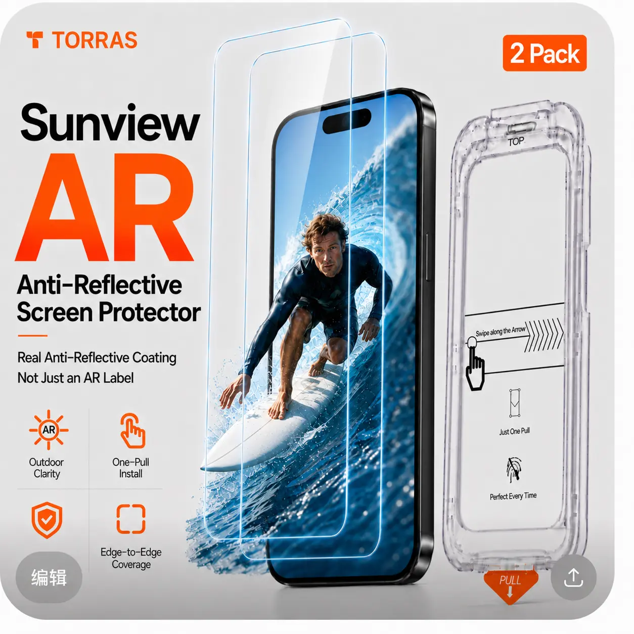 TORRAS AR Screen Protector for iPhone 17 Pro Max, See Clearly Under Sunlight, Anti-Glare Technology, Full Coverage 9H Tempered Glass, 2 Pack