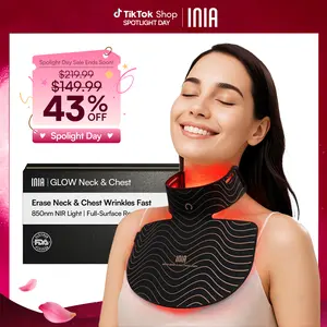 INIA GLOW Neck & Chest Red Light Mask – 850nm NIR LED Mask for Wrinkle & Spot Reduction, Lift & Firm in 4 Weeks, Rechargeable 2600mAh Controller, Clinic-Grade Full Coverage, Best Valentine's Day Gift for Her