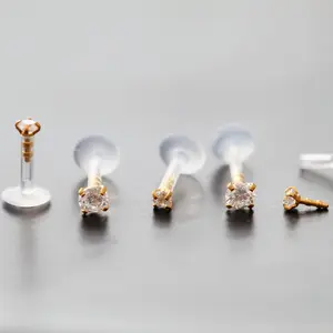 16g BioFlex Push Fit Gold Piercings