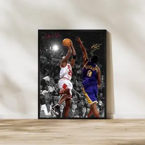 Michael Jordan and Kobe Bryant Basketball Poster Legendary Duo Wall Art for Fans