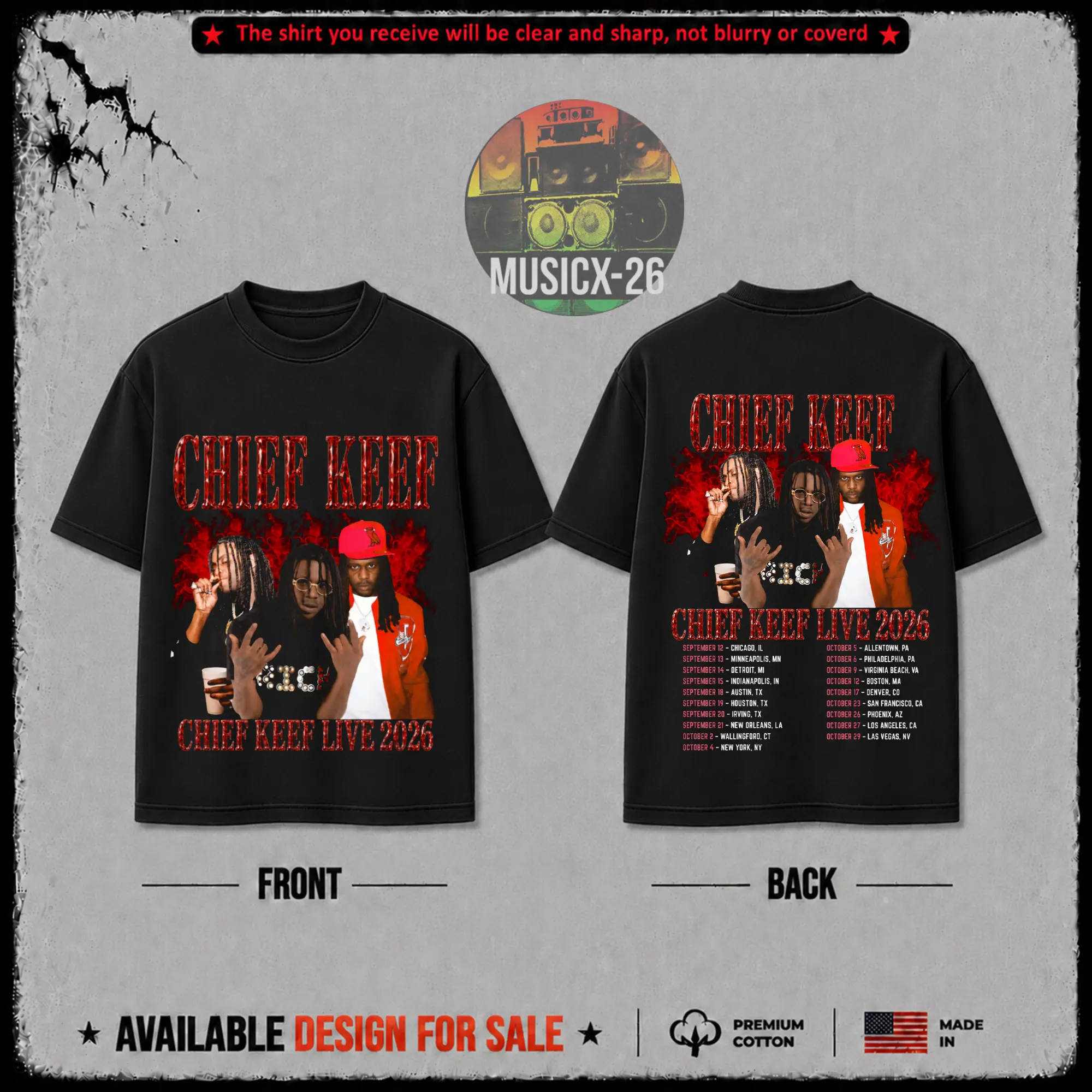 Chief Keef Live Tour Date 2026 #2 Graphic Premium Soft 100% Cotton T-Shirt, Skeletor Sosa Fans Hip-Hop Shirt, Chief Keef Fan Graphic Tee, Gift For Hip-hop Music Fan Merch Shirt