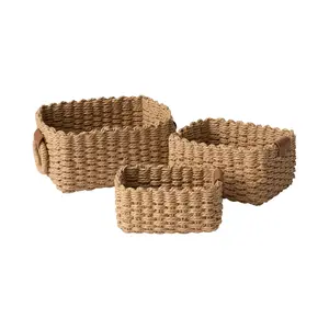 Woven Storage Basket, 3 Counts Durable Household Storage Basket, Small Woven Basket for Organizing, Cute Gift Basket for Decoration, Bedroom Organizer