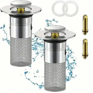 Universal Pop-Up Drain Plug Filter – Sink Stopper with Hair Catcher, Easy Push Bathroom & Basin Strainer