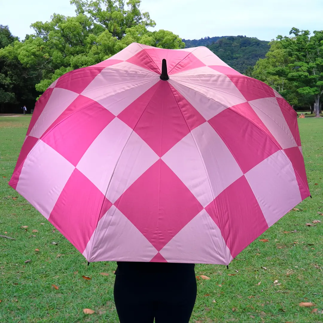 Pink Checkerboard - UPF 50+ Large Golf Umbrella