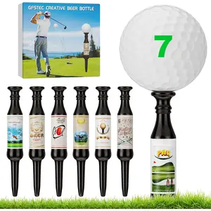 Bottle 7 Pack Golf Tees, Virtually Unbreakable and Recyclable Plastic Golf Tee, Durable Golf Tees for Men and Women, Bachelor Party Novelty  for Golfers Funny Golf Tees 3-1/4" Tall