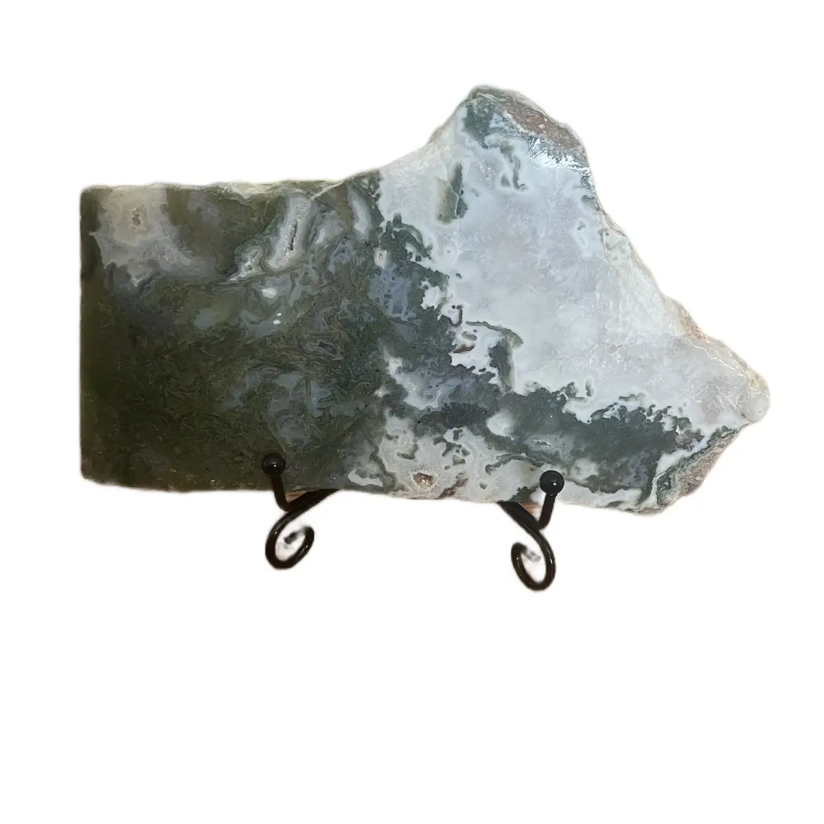 Green Jade/Moss Agate Decorative Crystal Slab on stand
