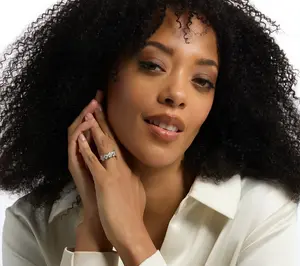 Diamonique North-South Half Eternity Band Ring, Sterling Silver