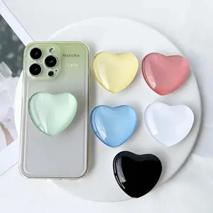 Cute 3D Glossy Love Heart Phone Holder Finger Grip Tok Bracket For iPhone 14Pro Samsung Universal Folding Stand Griptok posocket
